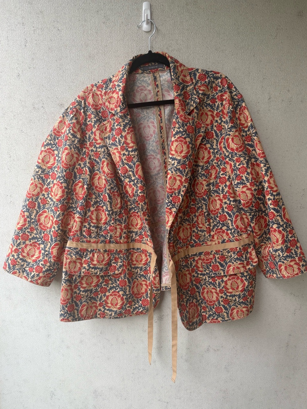Vintage Liz Claiborne 100% Cotton Floral Tie Front Jacket Plus 24W